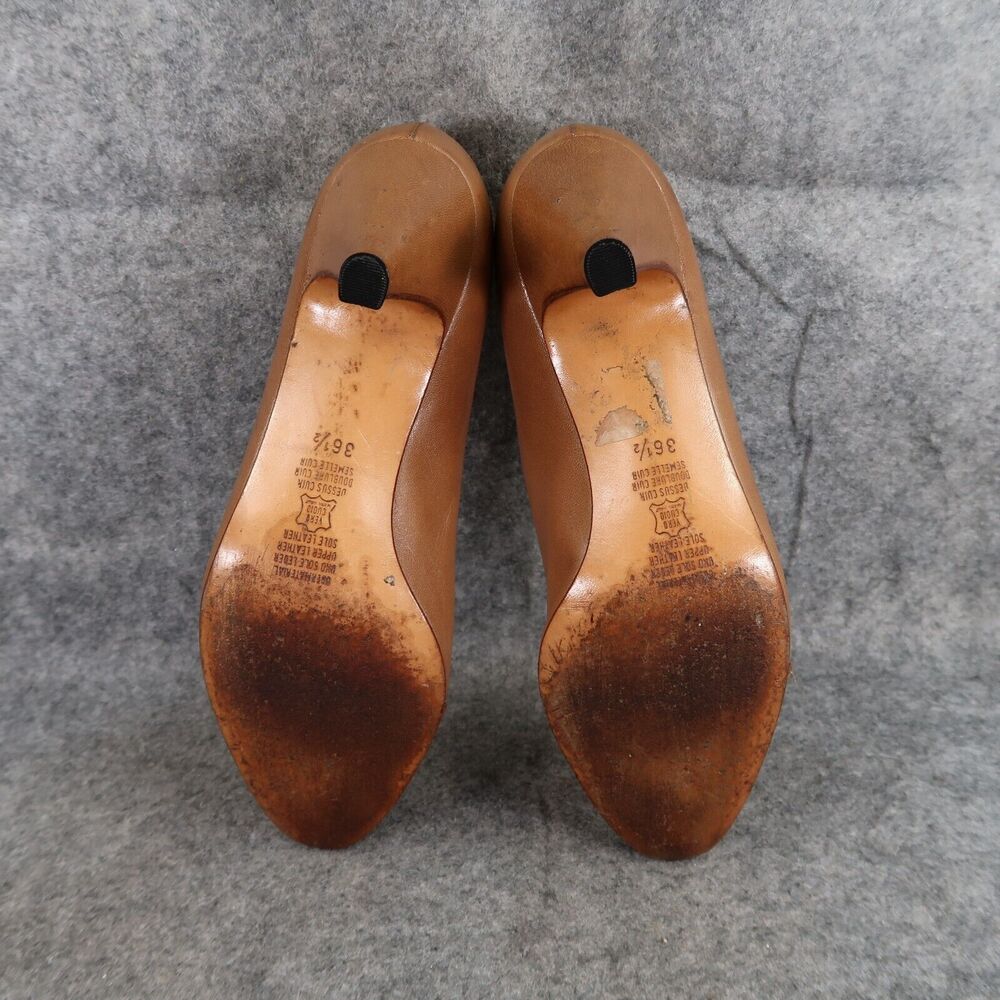 Vintage Shoes Womens 36.5 G Zuin Pumps Leather Heels Made In Italy Classic Brown - Picture 12 of 15